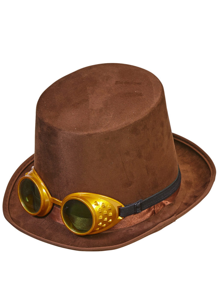 Chapeau Haut De Forme Steampunk Avec Lunettes Amovibles Aux Feux De