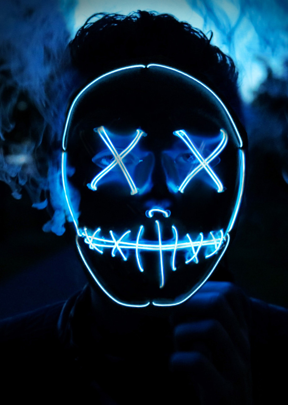 Masque Halloween Cross La Purge Lumineux Bleu à LED Aux Feux de la