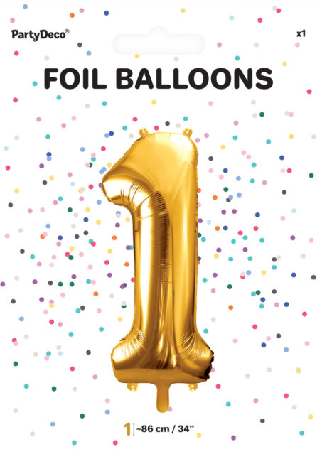 Ballons Eco 33 cm, chiffre ''1'', doré