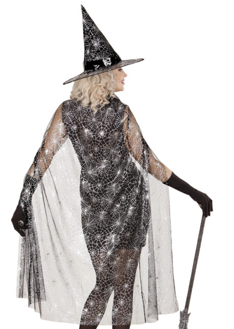 cape halloween, cape toile d'araignée, cape spiderweb, cape à capuche, Cape de Sorcière, Toile d’Araignée Glitter + Chapeau