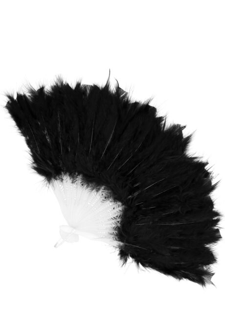 éventail en plumes noires, accessoires en plumes, éventails de déguisement, accessoires carnaval, accessoires années 30, Eventail en Plumes Noires