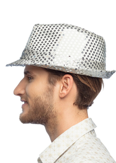 Chapeau Borsalino, chapeau Borsalino argent, chapeau paillettes, Chapeau Borsalino Paillettes Sequins, Argent