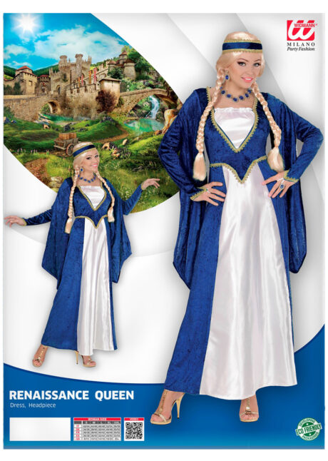 déguisement princesse médiévale, robe médiévale, robe renaissance, Déguisement de Princesse Médiévale Renaissance, Bleu