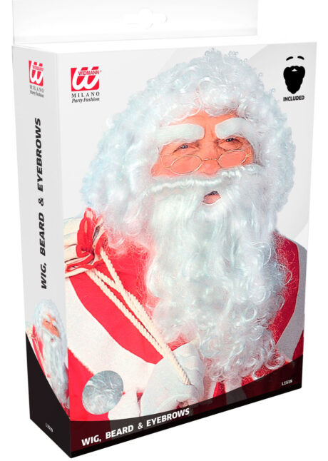 perruque et barbe pere noel, perruque de pere noel, barbe de pere noel, Perruque et Barbe de Père Noël, avec Sourcils, Blanche