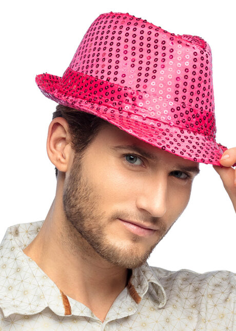 chapeau paillettes, chapeau Borsalino paillettes, chapeau rose fucshia, Chapeau Borsalino Paillettes Sequins, Rose Fuchsia