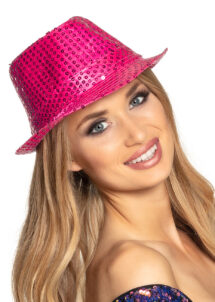 chapeau paillettes, chapeau Borsalino paillettes, chapeau rose fucshia