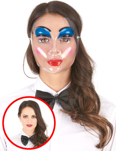 Masque plastique blanc femme (lèvres rouges) - Masques - Décoration-Fête