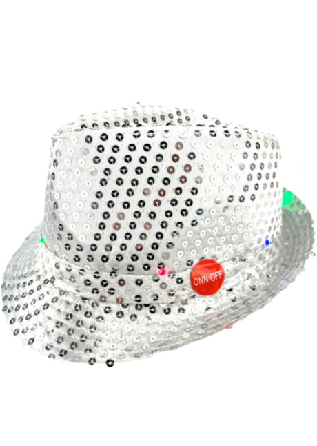 chapeau argent, chapeaux paillettes, chapeaux borsalino paillettes, chapeaux borsalino paris, chapeaux années 30 paris, chapeaux de fête, accessoires chapeaux, chapeaux lumineux, chapeaux clignotants, chapeaux led, chapeaux de fête, Chapeau Paillettes Sequins, Lumineux, Argent