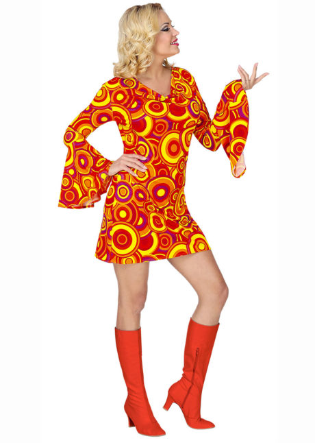 Robe Femme des Années 70 - Style Groovy - Taille au choix - Jour de Fête -  Femme - Déguisement