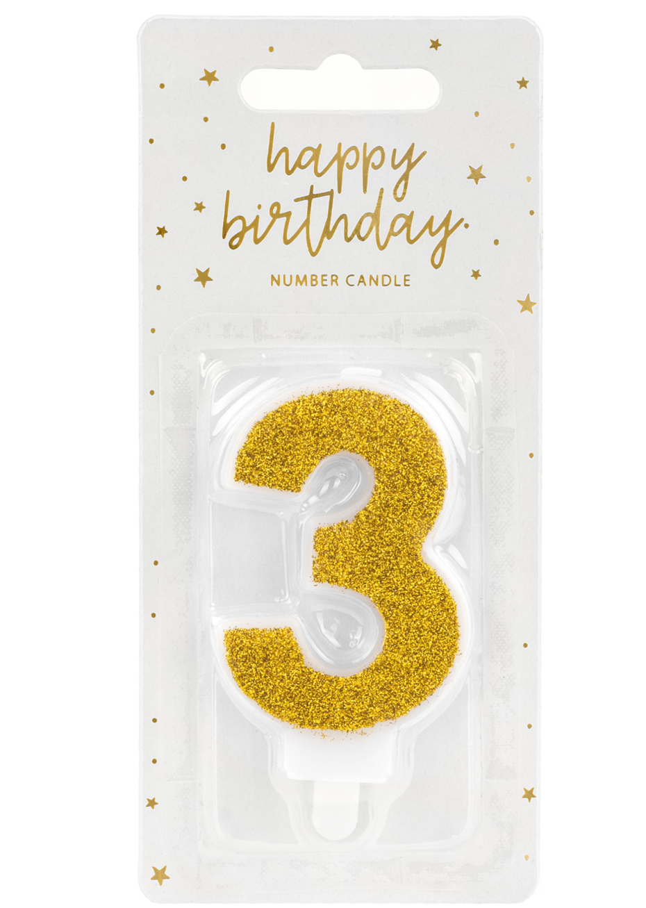 Bougies Chiffre vert à paillettes N°3 pour un anniversaire endiablé