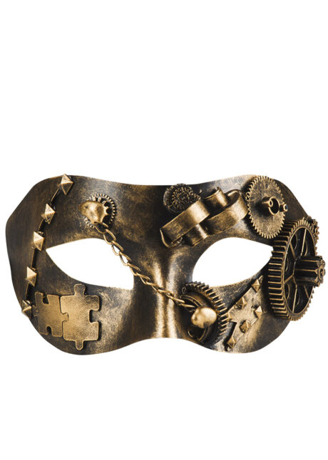 loup steampunk, masque steampunk, Loup Steampunk, Or Vieilli