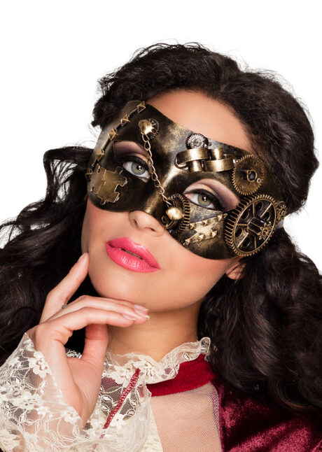 loup steampunk, masque steampunk, Loup Steampunk, Or Vieilli