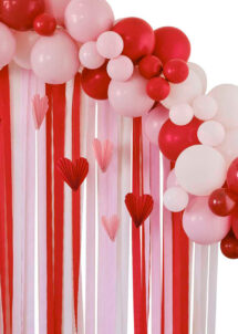 arche de ballons coeurs, arche de ballons saint valentins, arche de ballons rouges et roses