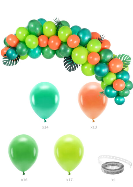 arche de ballons multicolores, arches de ballons, décorations ballons, Arche Guirlande de Ballons Oranges et Verts