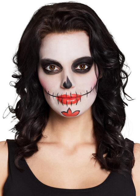 kit maquillage dia de los muertos, kit maquillage jour des morts, kit maquillage jour des morts, maquillage mort mexicaine, autocollants visage, Kit Maquillage Jour des Morts