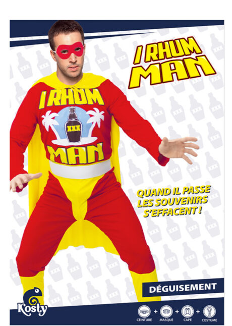 déguisement humour, déguisement Iron Man parodie, déguisement alcool, déguisement pour EVG, Déguisement I Rhum Man