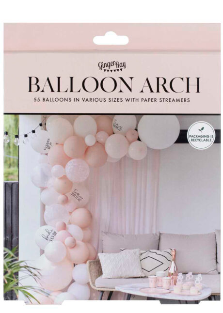 arche de ballons bride to be, arche de ballons pour EVJF, Arche de Ballons, Roses et Blancs, Bride to Be, EVJF