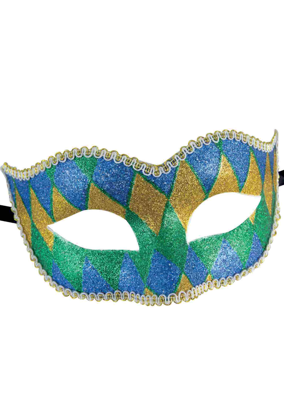 Masque Arlequin Carnaval Bleu