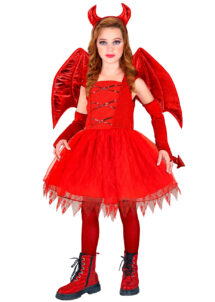 déguisement de diablesse fille, costume diable fille, déguisement Halloween fille, déguisement de démon enfant, Déguisement de Diablesse avec Ailes et Cornes, Fille