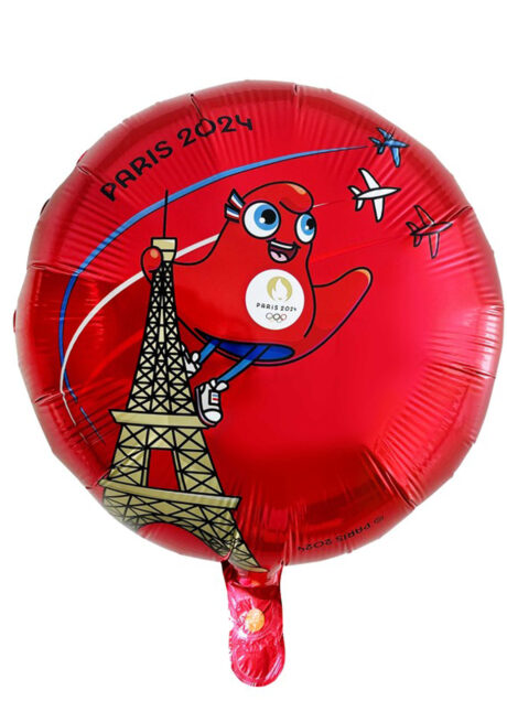 ballon hélium, ballon JO 2024, Ballon Paris 2024, Ballon Jeux Olympiques, Décorations Jeux Olympiques, Ballon JO Paris 2024, Jeux Olympiques, Rouge, 45 cm