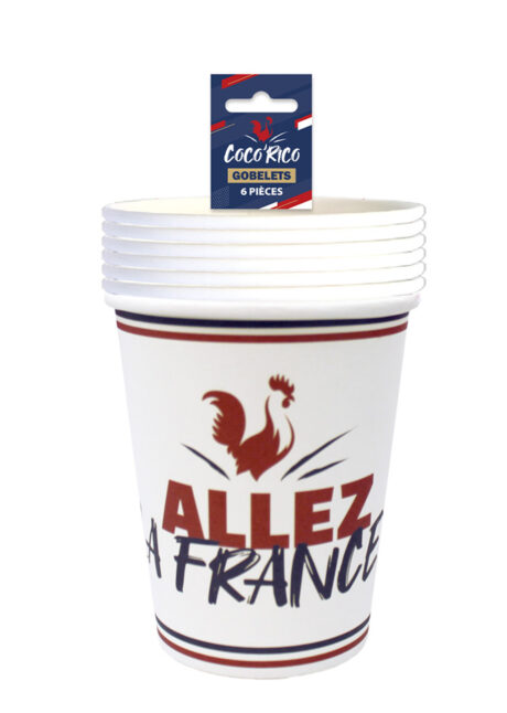 gobelets allez la France, gobelets jetables thème France, décorations France, gobelets thème Foot, vaisselle France, Vaisselle Allez la France, Gobelets