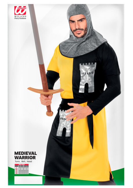 déguisement chevalier adulte, costume de chevalier homme, déguisement médiéval homme, Déguisement de Chevalier Guerrier Médiéval, Jaune