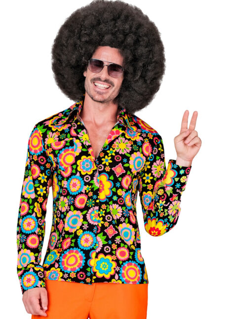 chemise hippie, chemise flower power, déguisement hippie homme, Chemise Hippie, Fleurs Colorées