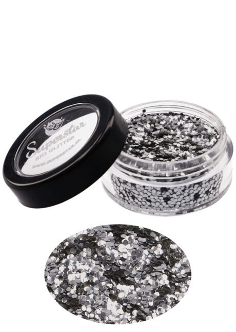 paillettes argent maquillage, paillettes libres argent Superstar, paillettes libres biodégradables, Paillettes Argent, Poudre Moyenne, Superstar