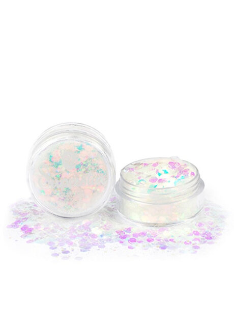 paillettes de maquillage, paillettes visage et corps, paillettes maquillage body painting, paillettes chuncky, paillettes irisées, Paillettes Blanches Irisées, Poudre Chuncky Mix, Superstar