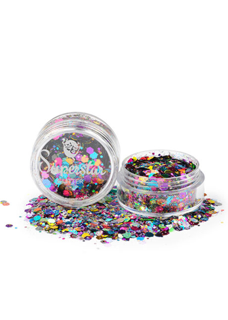 paillettes de maquillage, paillettes visage et corps, paillettes paillettes chuncky, paillettes multicolores, Paillettes Multicolores, Poudre Chuncky Mix, Superstar