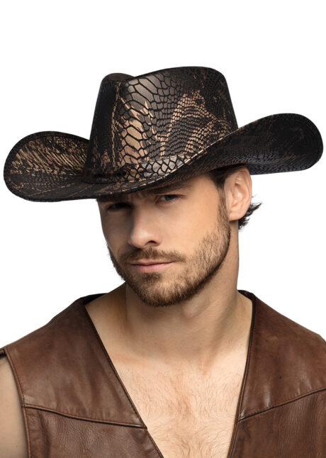 chapeau cowboy, chapeau aventurier, chapeau motif serpent, Chapeau de Cowboy Aventurier, Cobra