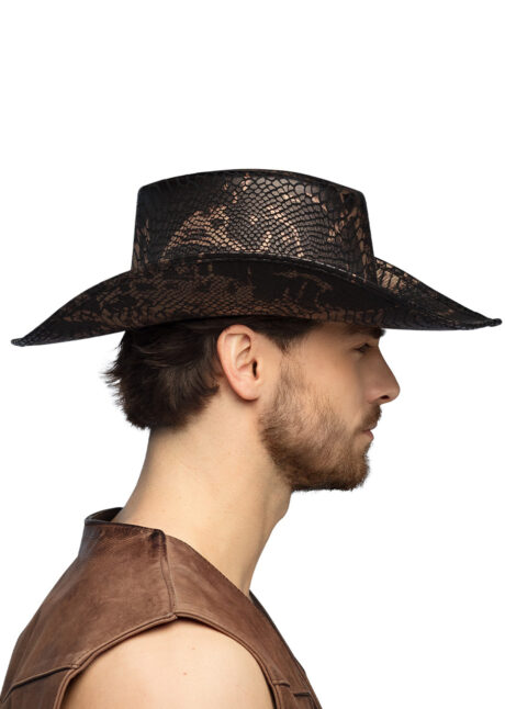 chapeau cowboy, chapeau aventurier, chapeau motif serpent, Chapeau de Cowboy Aventurier, Cobra