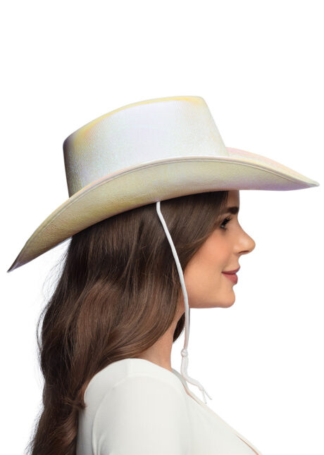 chapeau de cowboy blanc, chapeau cowboy femme, chapeau cowboy, Chapeau de Cowboy, Blanc Perle Irisé