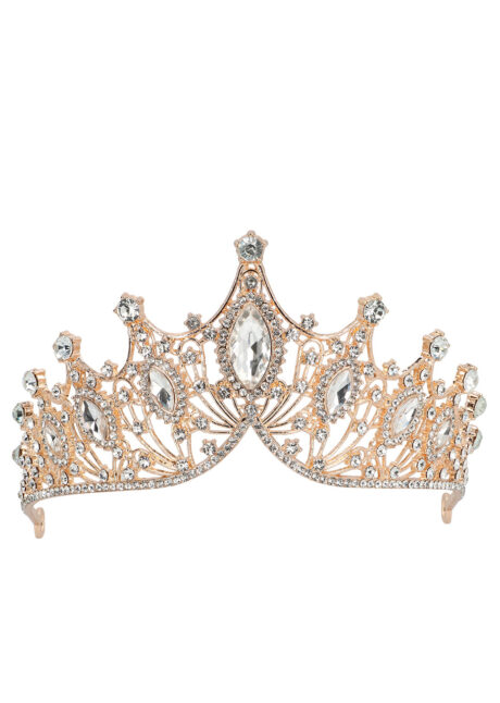 couronne de princesse, couronne de reine, diadème, tiare rose gold, Diadème de Princesse en Métal, Rose Gold et Strass