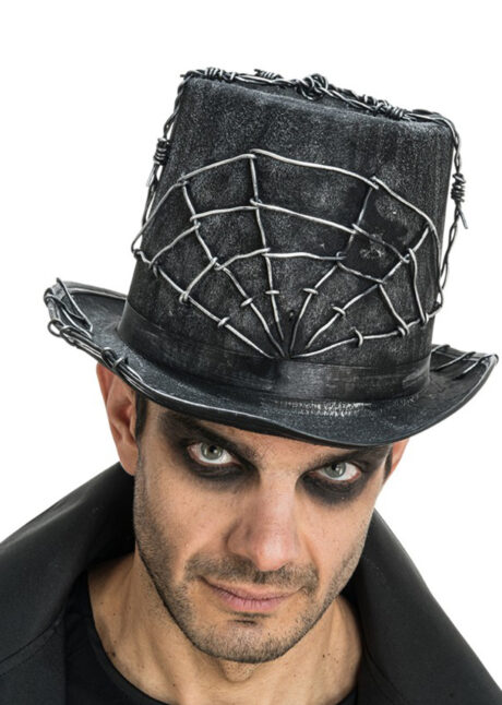 chapeau haut de forme barbelés, chapeau Halloween homme, Chapeau Haut de Forme, avec Fils Toile d’Araignée et Barbelés