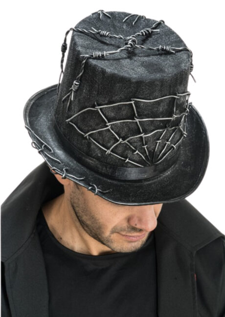 chapeau haut de forme barbelés, chapeau Halloween homme, Chapeau Haut de Forme, avec Fils Toile d’Araignée et Barbelés