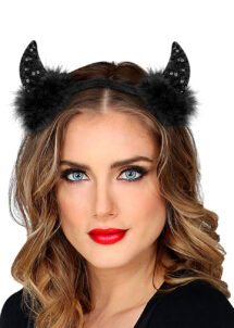 cornes de diable halloween, serre tête cornes de diable, accessoire diable noir, cornes de diable noires