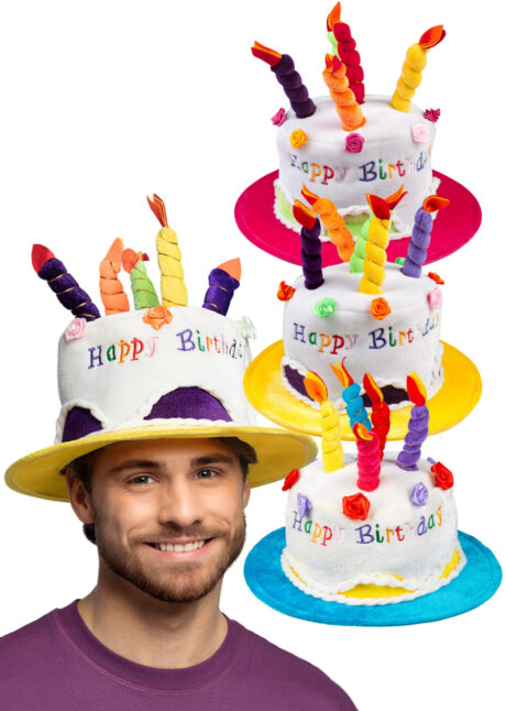 chapeau anniversaire, accessoire anniversaire, chapeau drôle anniversaire, Chapeau Anniversaire, Happy Birthday, Gâteau avec Bougies