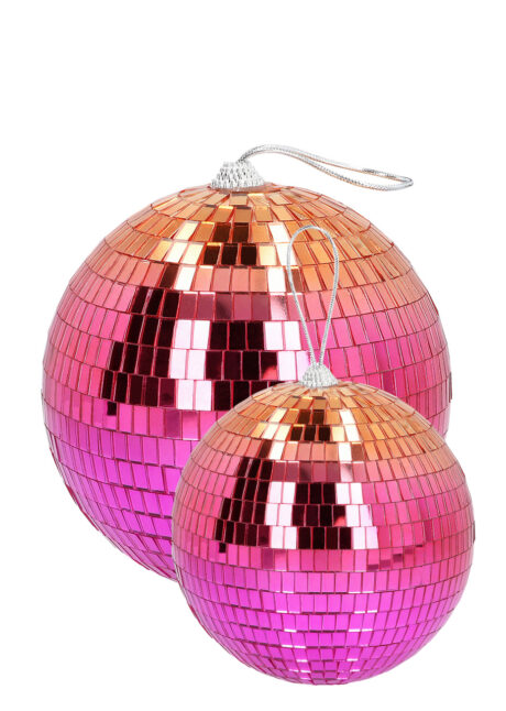 boule à facettes, boule disco, boules à facettes rose, orange, et rose gold, Boule à Facettes, Boule Disco, Dégradé Rose et Orange, 15 cm