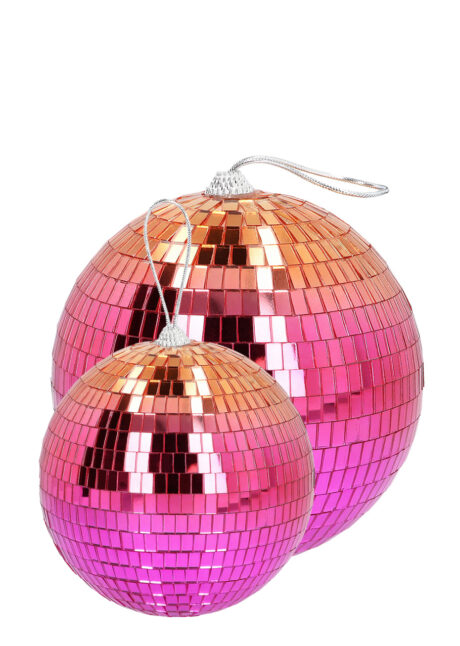 boule à facettes, boule disco, boules à facettes rose, orange, et rose gold, Boule à Facettes, Boule Disco, Dégradé Rose et Orange, 15 cm