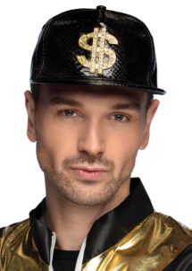 casquette dollar, casquette de rappeur, casquette dorée, casquette noire dollar strass, Casquette Noire avec Dollar et Strass