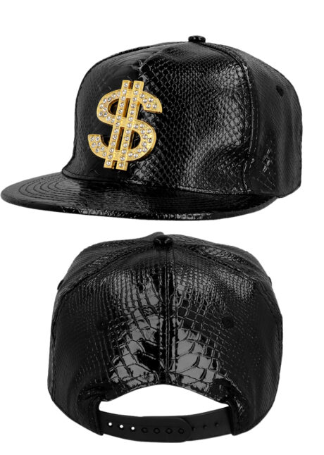 casquette dollar, casquette de rappeur, casquette dorée, casquette noire dollar strass, Casquette Noire avec Dollar et Strass