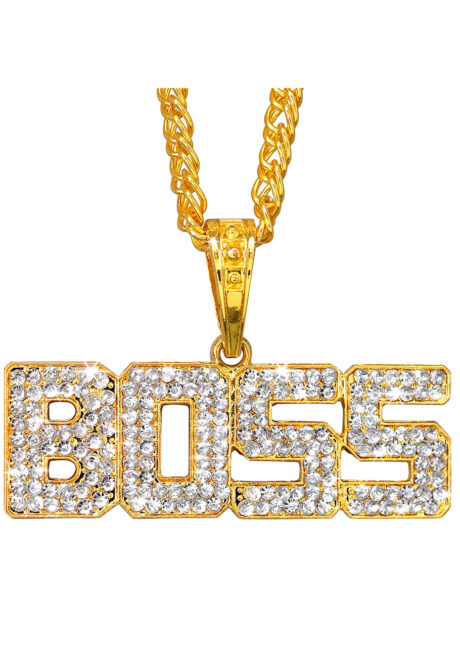 collier bling bling, collier rappeur boss, collier années 90, collier boss avec strass, Collier Boss doré avec Strass, Années 90 et rappeurs