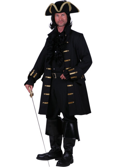 déguisement pirate, manteau de pirate, costume de pirate qualité, Déguisement de Pirate, Longue Veste Noire, Premium