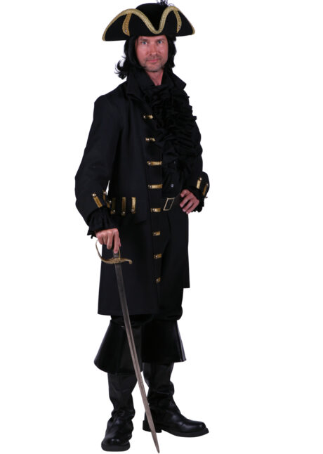 déguisement pirate, manteau de pirate, costume de pirate qualité, Déguisement de Pirate, Longue Veste Noire, Premium