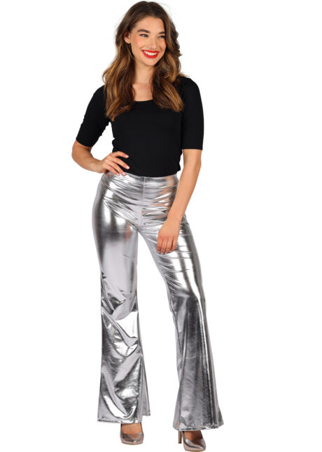 pantalon disco argent, pantalon disco femme, Pantalon Disco Argent Métal