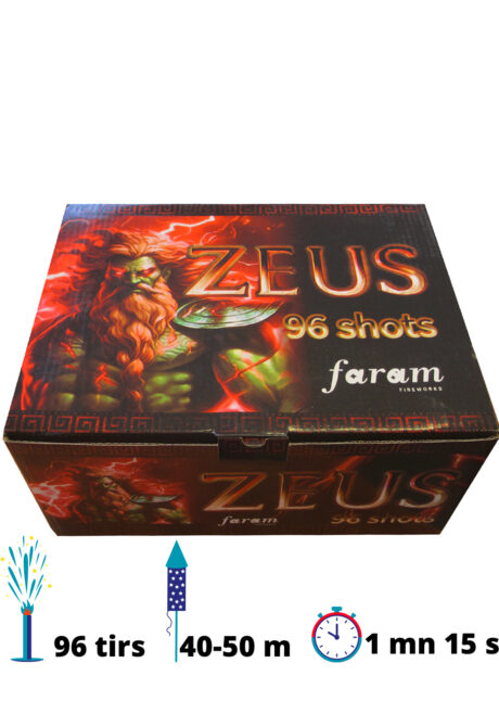 feu d'artifice pour particulier, achat feux d'artifice, feux d'artifices pour jardin, feu d'artifice automatique, Feu d’Artifice Automatique, 96 Coups, 1 mn 15 s, Zeus