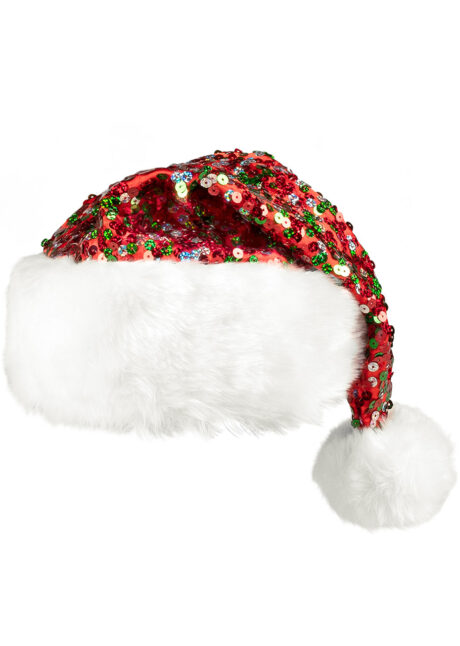 bonnet de Noël à sequins, bonnet de Noël paillettes, bonnet de Père Noël, Bonnet de Noël, Paillettes Sequins Rouges et Verts