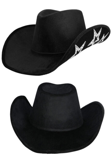 chapeau de cowboy noir, chapeau de cowboy étoiles strass, chapeau Coachella, Chapeau de Cowboy Starlight, Noir et Etoiles Strass