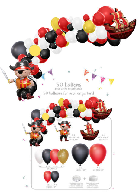 arche ballons pirates, guirlande ballons pirates, ballons décos pirates, Arche Guirlande de Ballons Pirates